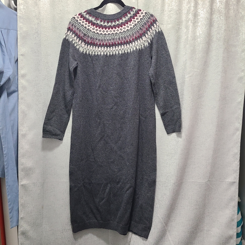 J. Jill Gray Long Sleeve Dress with Patterned Yoke NWT M - Picture 3 of 6